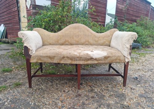 EDWARDIAN MAHOGANY FRAMED UPHOLSTERED WINDOW SEAT