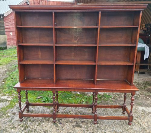 EDWARDIAN OAK OPEN FRONT BOOKCASE IN 2 PARTS