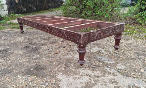 LARGE ANGLO INDIAN COUNTRY HOUSE CENTRE STOOL FOR REUPHOLSTERING