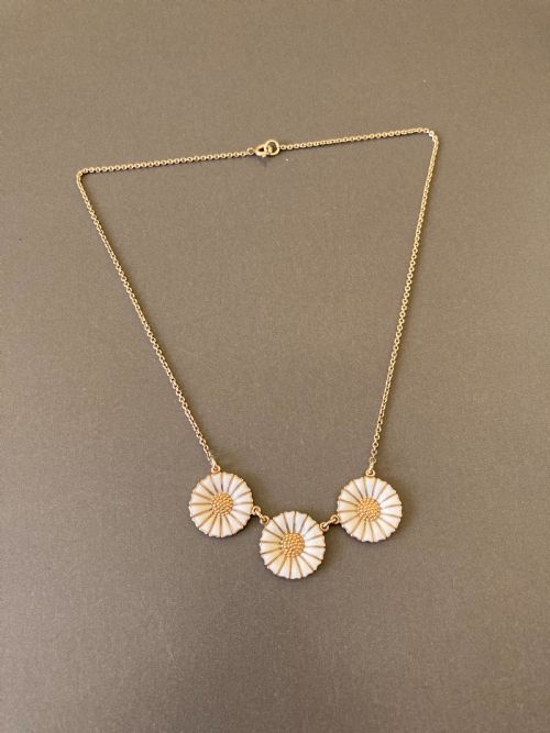 DANISH SILVER GILT AND ENAMEL DAISY NECKLACE 1960S