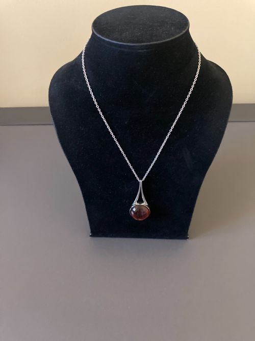 DANISH SILVER AND AMBER PENDANT 1960S BY NIELS ERIK FROM - ADDITIONAL PHOTO 4