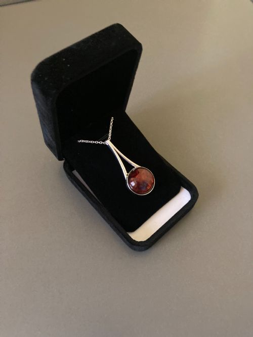 DANISH SILVER AND AMBER PENDANT 1960S BY NIELS ERIK FROM - ADDITIONAL PHOTO 6