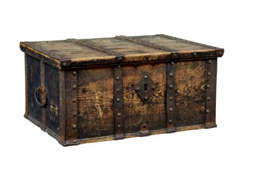 MID 19TH CENTURY SWEDISH HAND PAINTED STRONG BOX