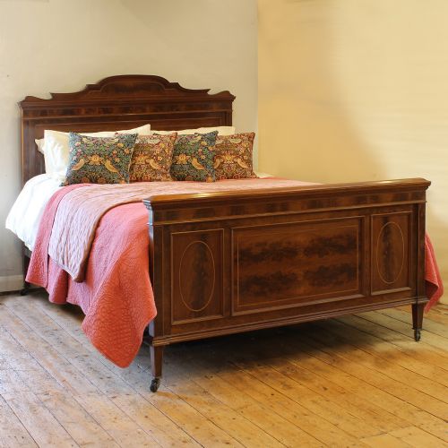 WIDE FRENCH MAHOGANY ANTIQUE BED