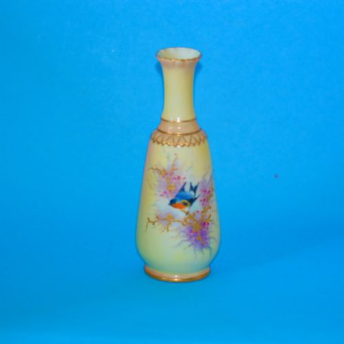 18981902 LOCKE CO WORCESTER VASE WITH BIRD AND FLORAL PAINTED DECORATION