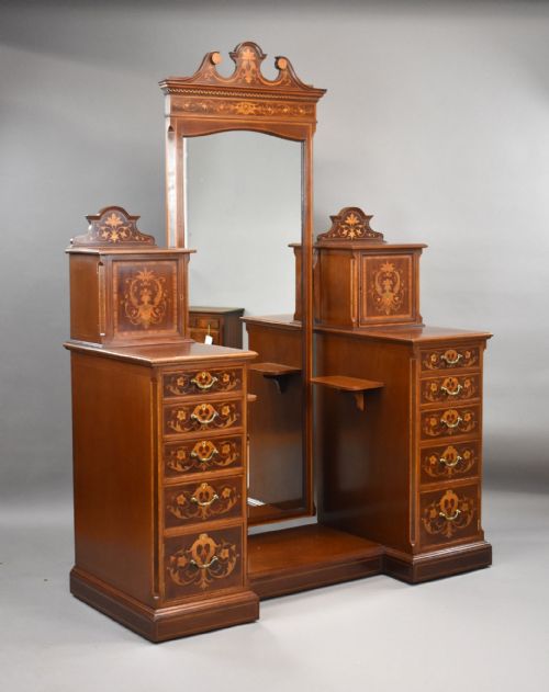 VICTORIAN MARQUETRY INLAID DRESSING TABLE BY EDWARDS ROBERTS