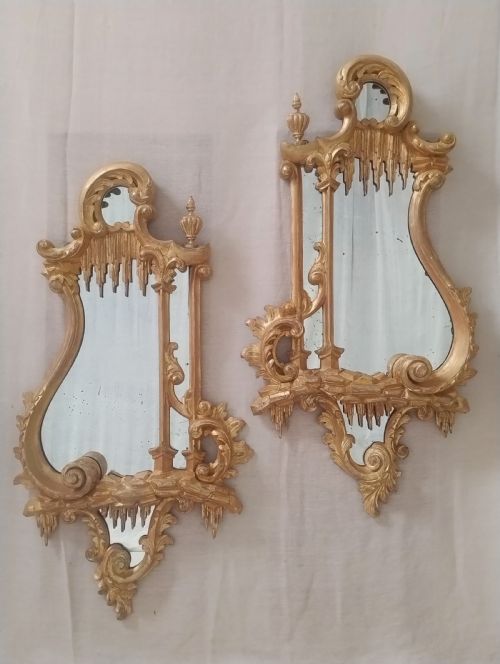 FINE PAIR OF ANTIQUE MIRRORS CHIPPENDALE REVIVAL C1880