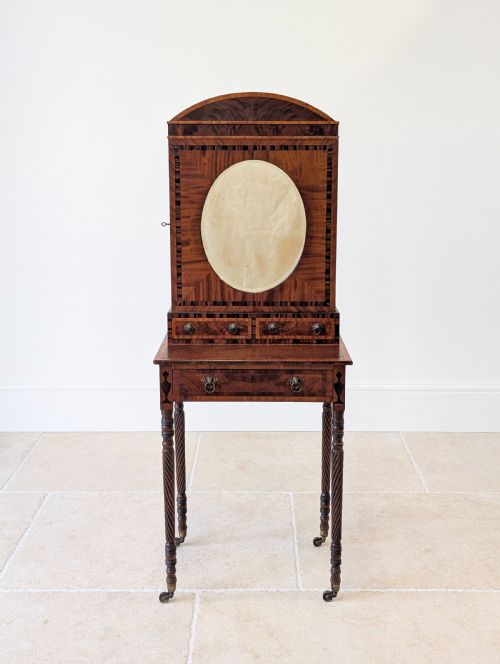 ANTIQUE VICTORIAN MAHOGANY DRESSING TABLE WITH MIRROR CABINET C1880