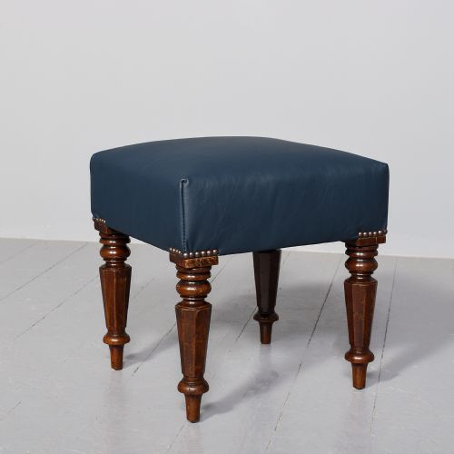 QUALITY WILLIAM IV MAHOGANYFRAMED LEATHER UPHOLSTERED STOOL