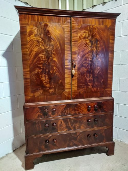 A GEORGIAN MAHOGANY 2 DOOR WARDROBE