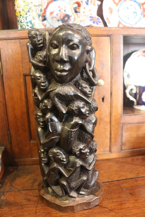 CARVED MAKONDE TREE OF LIFE SCULPTURE SOLID EBONY UJAMAA