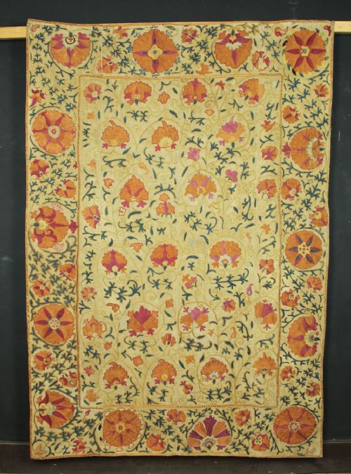 123 X 180CM ANTIQUE 'NIM' SUZANI UZBEKISTAN