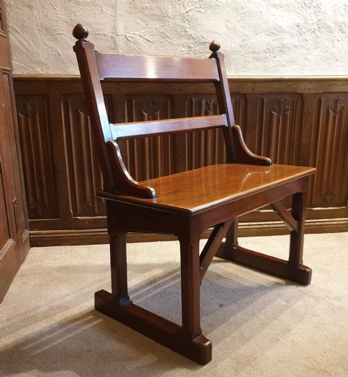 ANTIQUE GOTHIC MAHOGANY HALL BENCH
