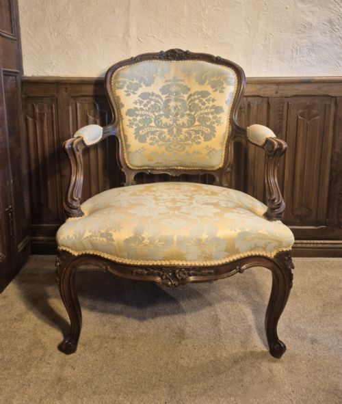 ANTIQUE FRENCH WALNUT ARMCHAIR