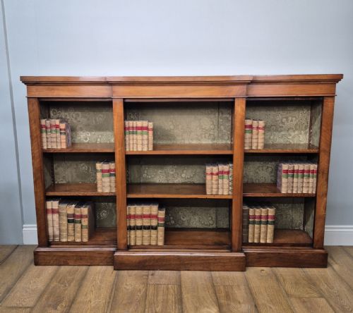 ANTIQUE WALNUT BREAKFRONT BOOKCASE