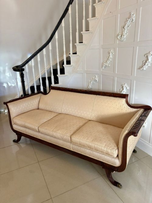 QUALITY ANTIQUE VICTORIAN REGENCY STYLE MAHOGANY CARVED SOFA