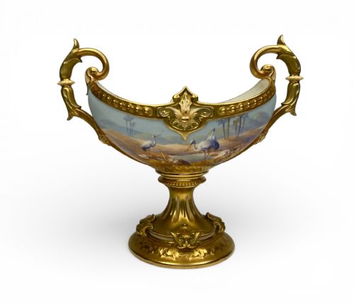 ROYAL WORCESTER VASE STORKS ALBERT SHUCK D 1914