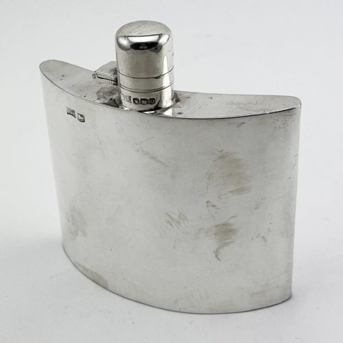 SMART PLAIN WALKER HALL STERLING SILVER HIP FLASK