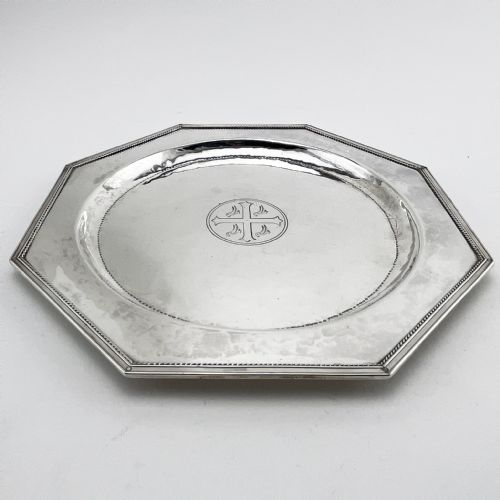 ECCLESIASTICAL CHURCH STERLING SILVER SALVER