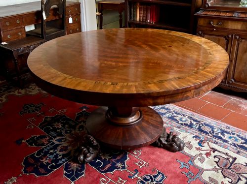 FINE QUALITY REGENCY MAHOGANY AND ROSEWOOD BANDED ROUND DINING TABLE - ADDITIONAL PHOTO 3
