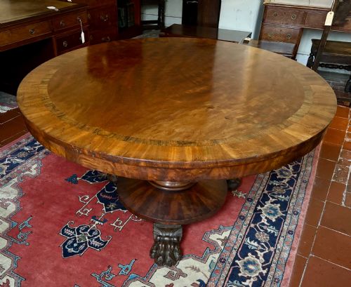 FINE QUALITY REGENCY MAHOGANY AND ROSEWOOD BANDED ROUND DINING TABLE - ADDITIONAL PHOTO 5