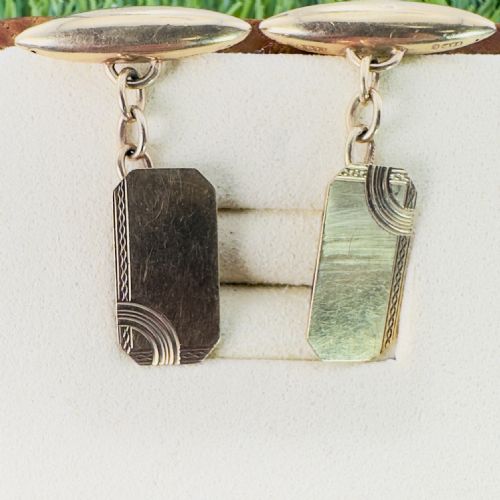 9CT GOLD ART DECO PAYTON PEPPER CO MEN'S CUFFLINKS C1938