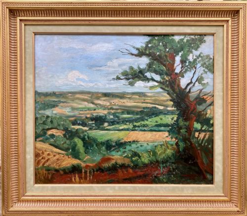 SUN EXILE AND RESILIENCE CA 1938 A LOVE LETTER TO THE MEDITERRANEAN FAUVE LANDSCAPE OIL ON CANVAS