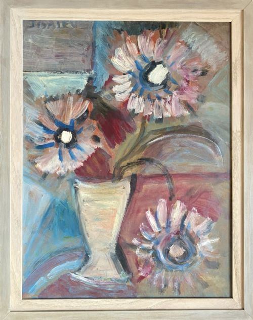 CUBIST FLOWERS CA 1950 ABSTRACTED FLORAL FAUVE STILL LIFE BY FRANCO RUSSIAN UKRAINIAN NICOLAS ISSAIEV OIL ON BOARD - ADDITIONAL PHOTO 8