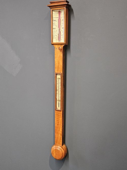 VICTORIAN WALNUT STICK BAROMETER BY WHEELER