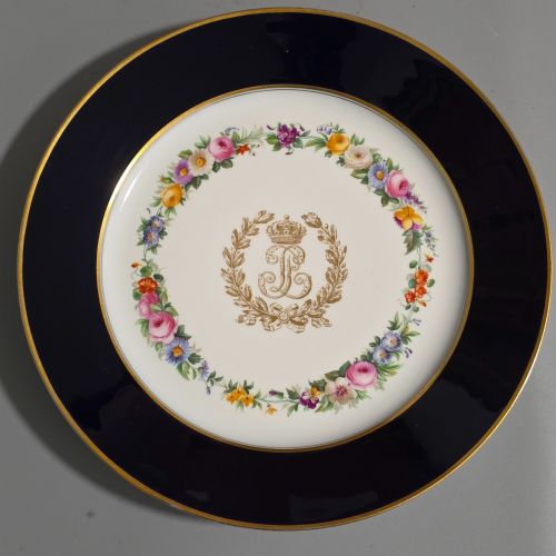 19THC SEVRES PORCELAIN PLATE REPUTEDLY FROM A ROYAL PALACE SERVICE