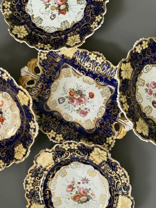 ANTIQUE DAVENPORT PARTIAL DESSERT SET CABINET PLATES