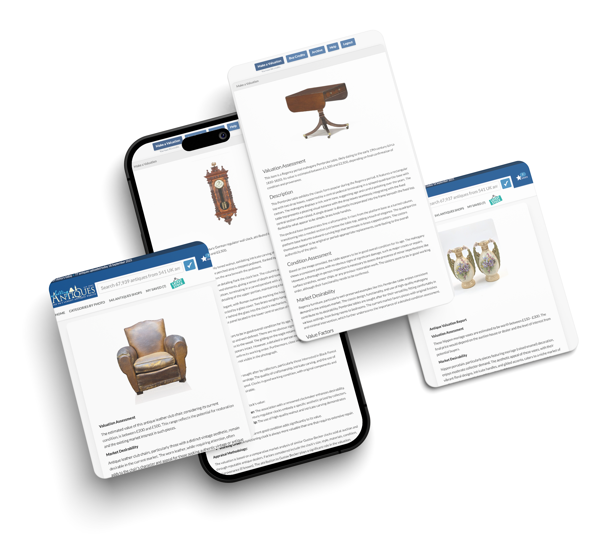 Hand holding phone scanning antique